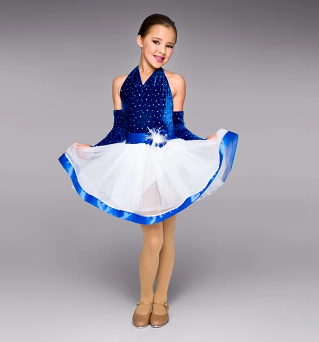 

2018 New Velvet Children Jazz Dance Skirt Female Stage Performance Clothing Kids Dancing Competition Dress B-2447