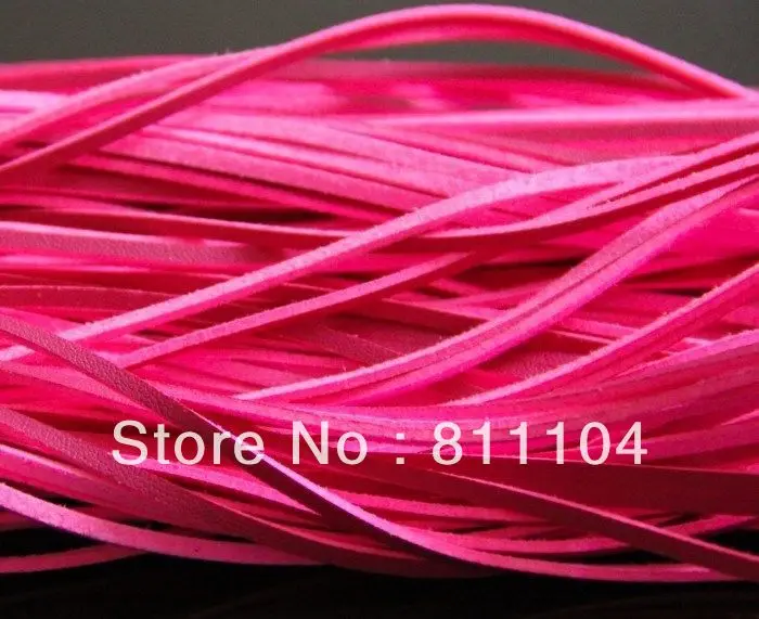 

3mm Hot Pink ONE SIDE Flat Faux Suede Leather Lace Cord DIY Rope For DIY Fashion Bracelet Jewelry making Strap Cord Wholesale