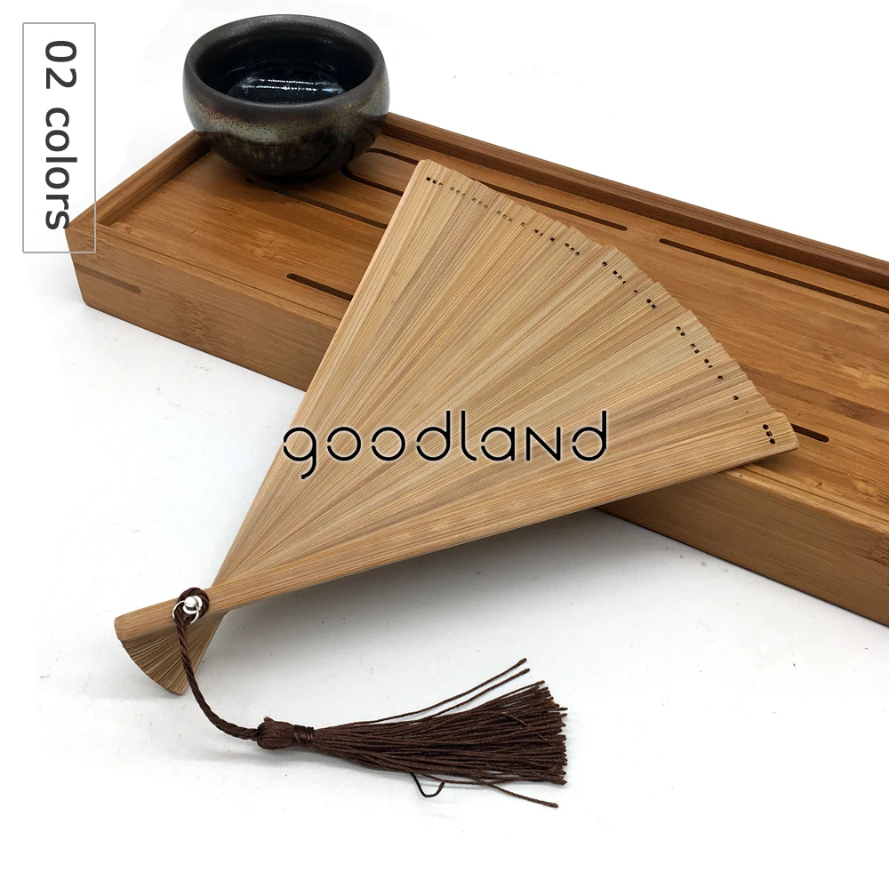 Free Shipping 1pcs Coffee Black Chinese Japanese Full Bamboo Hand Fan, Bamboo Hand Held Folding Fan With Free Tassel For Gift