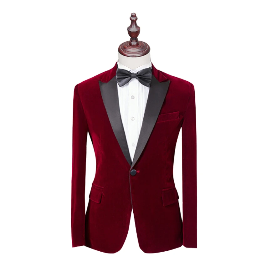 Chaqueta de traje de 4 colores de estilo clásico para hombre, blazer de terciopelo con solapa pesada, abrigo para padrino de boda, ropa para hombre, 1PSc