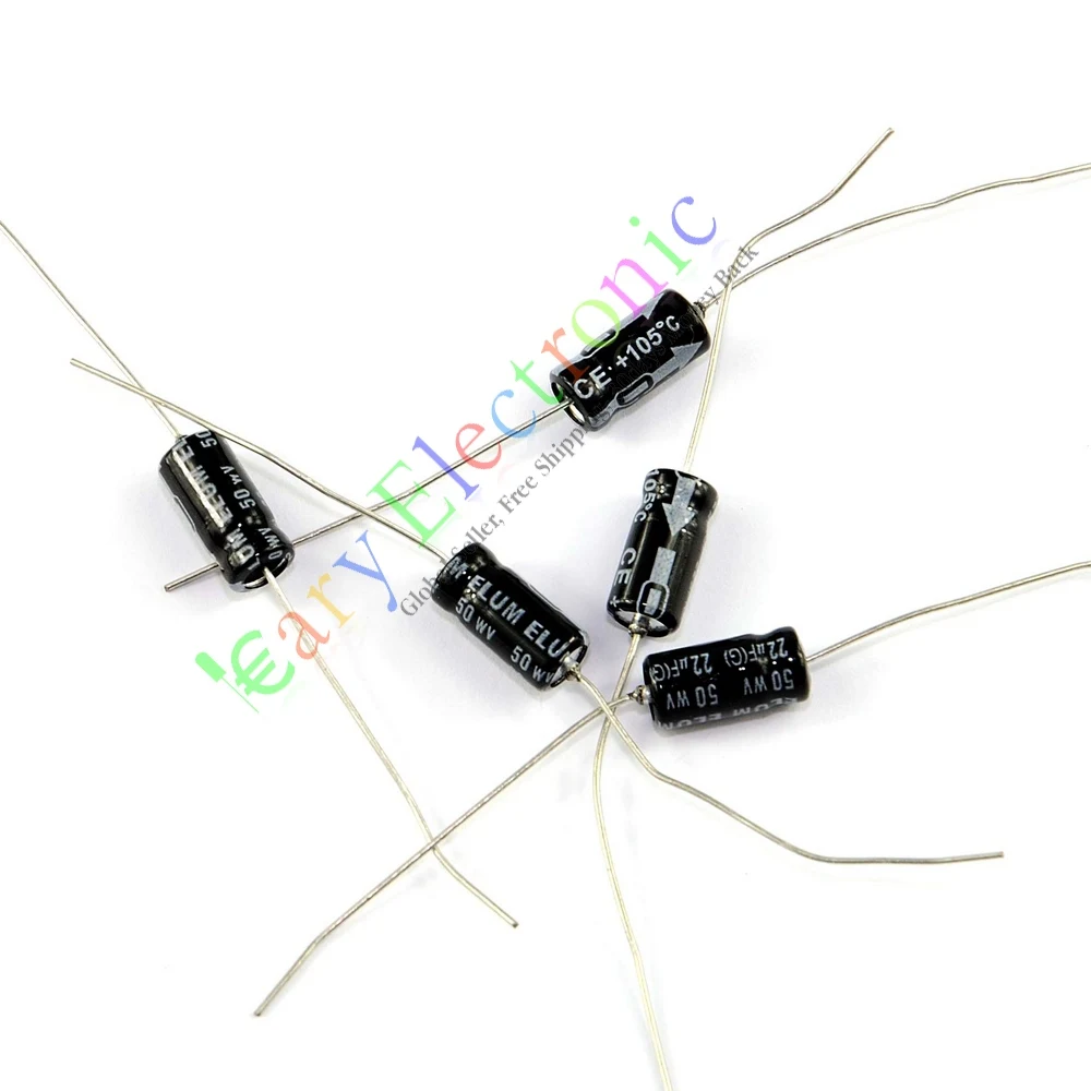 Wholesale and retail 20pc 50V 22uf 105C long copper leads Axial Electrolytic Film Capacitor audio amp free shipping