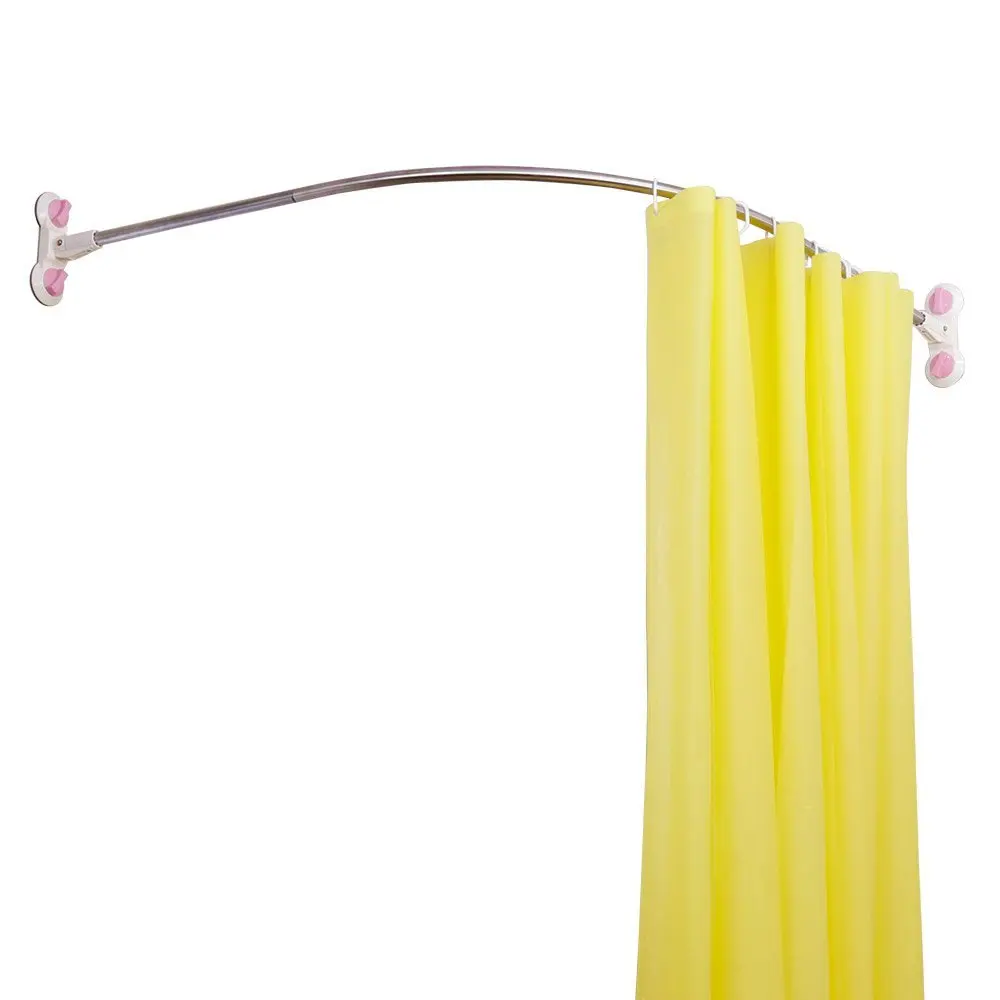 Curved Corner Shower Curtain Rod Tube For Bathroom Curtain Suction Cups Bathroom without drilling  Stainless Steel