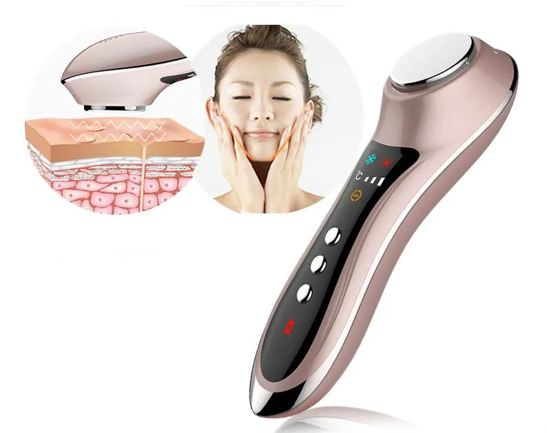 Anion Sonic Hot Cold Face Massager Beauty Skin Care Vibration Anti-aging Firming Anti-wrinkle Spa Machine Rechargeable