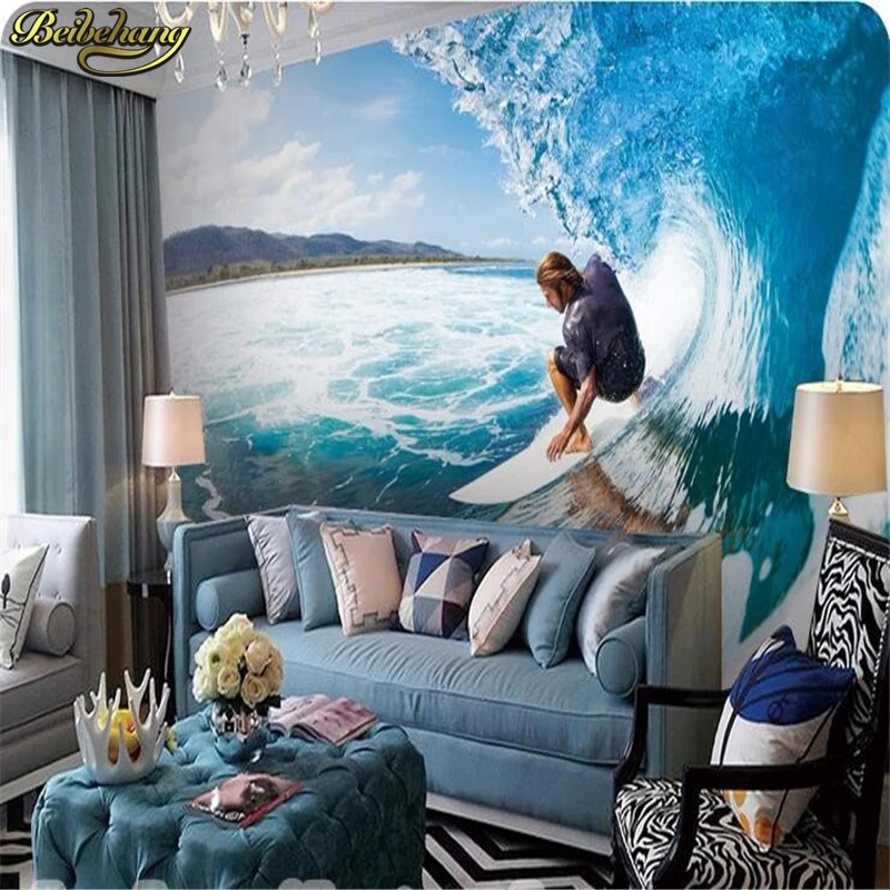 

beibehang papel de parede 3D Surf sea extreme sport fitting decoration personalized tooling 3D wall paper background dining room