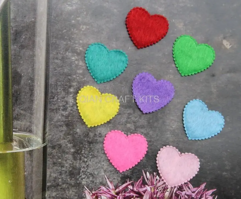 2000pcs 20mm Felt,Heart Shape,Cotton Fabric multiple Colors wholesale free shipping for Clothes Applique