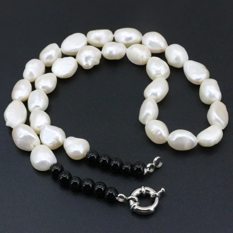 Wholesale Price Freshwater Pearl Jewelry Necklace For Women Natural Pearl Irregular 10-12mm Beads Strand Necklaces 18inch B3399