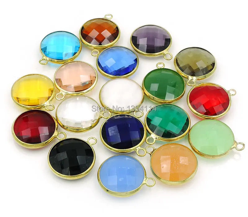 

Mixed Colors Glass Quartz Faceted Round Charms Gold Plated 8mm 10mm 12mm 14mm 16mm 18mm 20mm 25mm