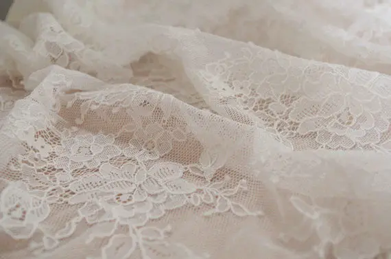 

3 yards Ivory Lace Fabric Bridal Lace Fabric With Florals French Lace Fabric by the yard