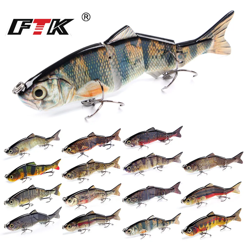 FTK Bass Fishing Lure 4 Segments Wobblers Tackle 1pc Swim Bait 152mm/36g Assorted Floating Hard Sinking Topwater Crankbait HF