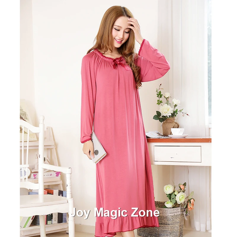 yomrzl L725 new arrival spring and autumn women's nightgown one piece long sleeve sleepwear warm comfortable sleep dress