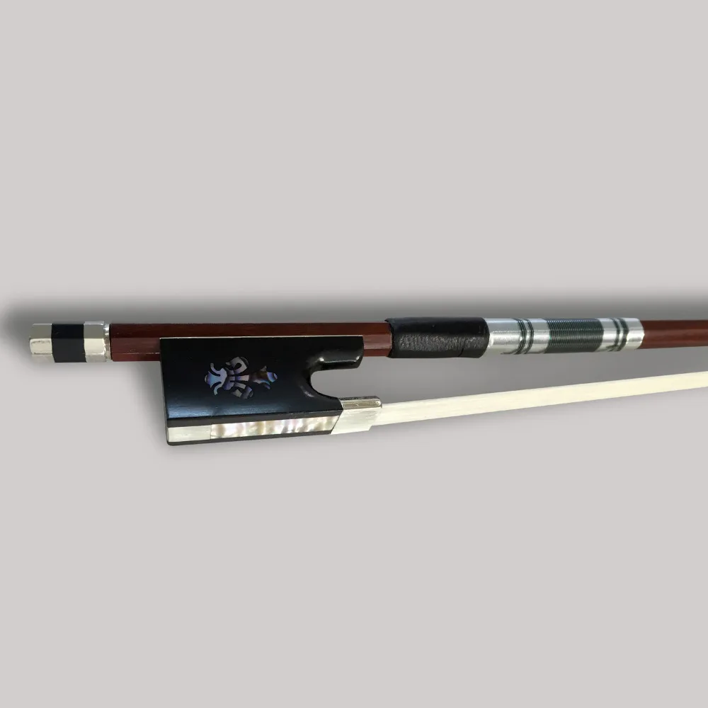 High Quality 4/4 Violin Bow Carved Orchid Ebony Frog High-class Brazilwood White Mane Fiddle Bow Professional Violin Parts