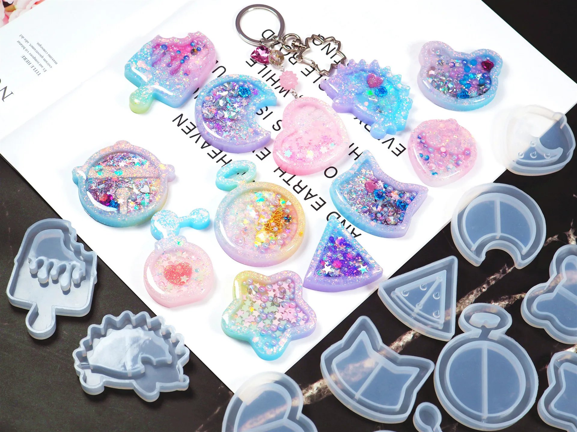 1PC Shaker Mold Jewelry Mold Key Chain Pendant Resin Epoxy AB Resin Shaker Charm for DIY Jewelry Making