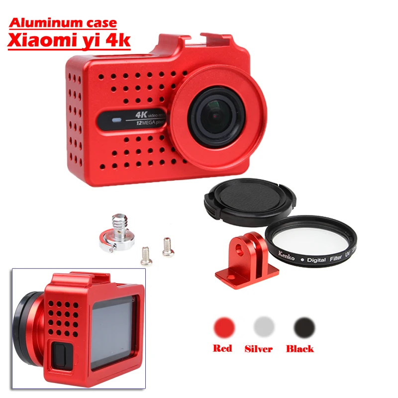 Nowy dla Xiaomi Yi 2 4k 4k + akcesoria obudowa ze stopu Aluminium obudowa ochronna + filtr UV dla Xiao Yi 4k action camera