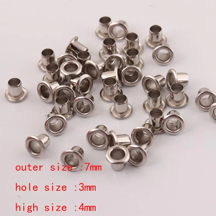 500pcs/lot 7mm outer mini Grommets Nickel color plated garment Eyelets round shape for bag shoes garment decoration