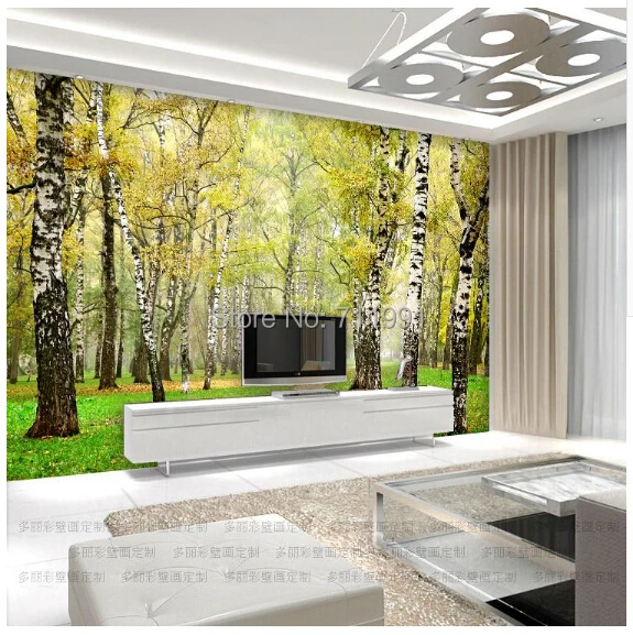 

Free shipping custom- modern 3D mural bedroom living room TV backdrop wallpaper spring forest woods