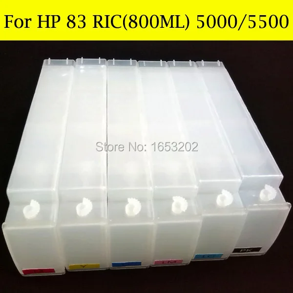 

6 PCS/Lot For HP 83 Refill Ink Cartridge Use For HP Designjet 5000 5000XL 5000pc 5500 5500PS Printer With Chip Decoder