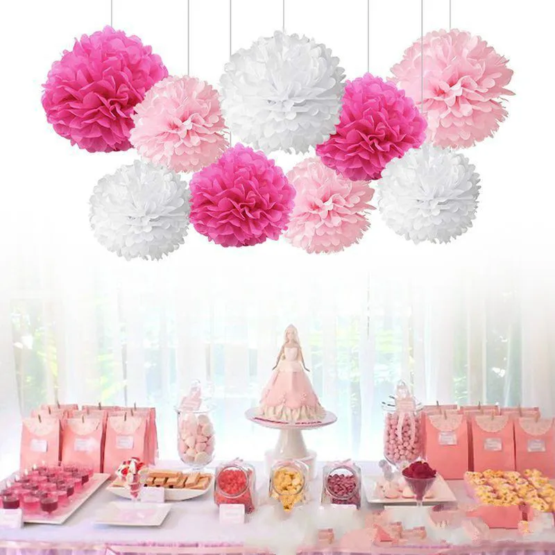 1PCS 4/6/8/10/12 Inch Tissue Paper Pom Poms Decoration Flowers Craft Paper Flower Balls For Birthday Wedding Home Decorations