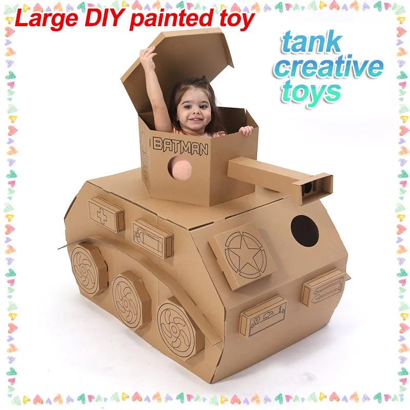 

Cool tank large DIY coloring creative toy toy tank Children's tent game house