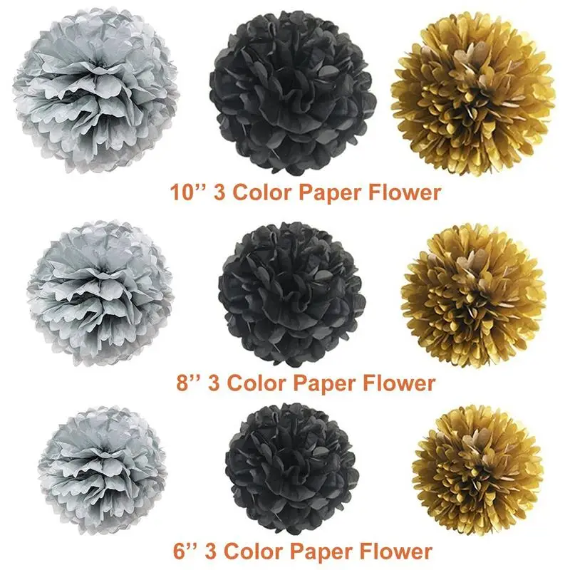 FunPa 46Pcs Party Decoration Set Including Latex Balloons Paper Flowers Tissue Tassel Confetti Banner Party Supplies