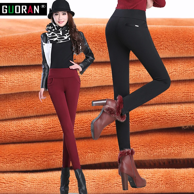 겨울 따뜻한 2022 여성 코 튼 연필 바지 높은 허리 thicken 벨벳 캐주얼 작업 office 여성 바지 Capris 바지 옷