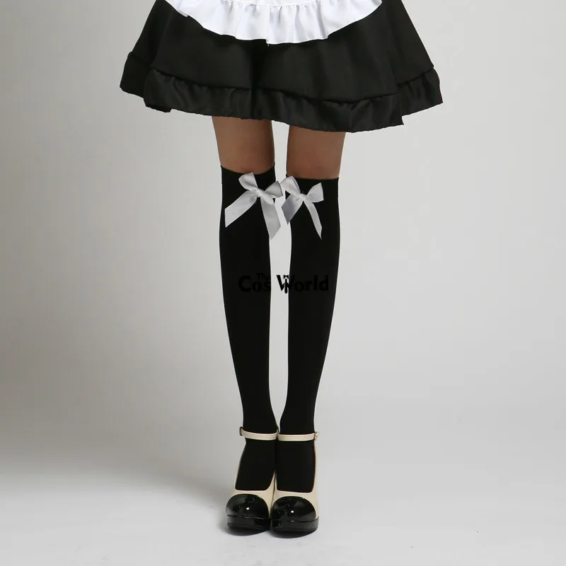 Lolita-Bowknot-Spitze über dem Knie, lange Strümpfe, Oberschenkelstrümpfe für Dienstmädchen-Kleid, Cosplay-Kostüme
