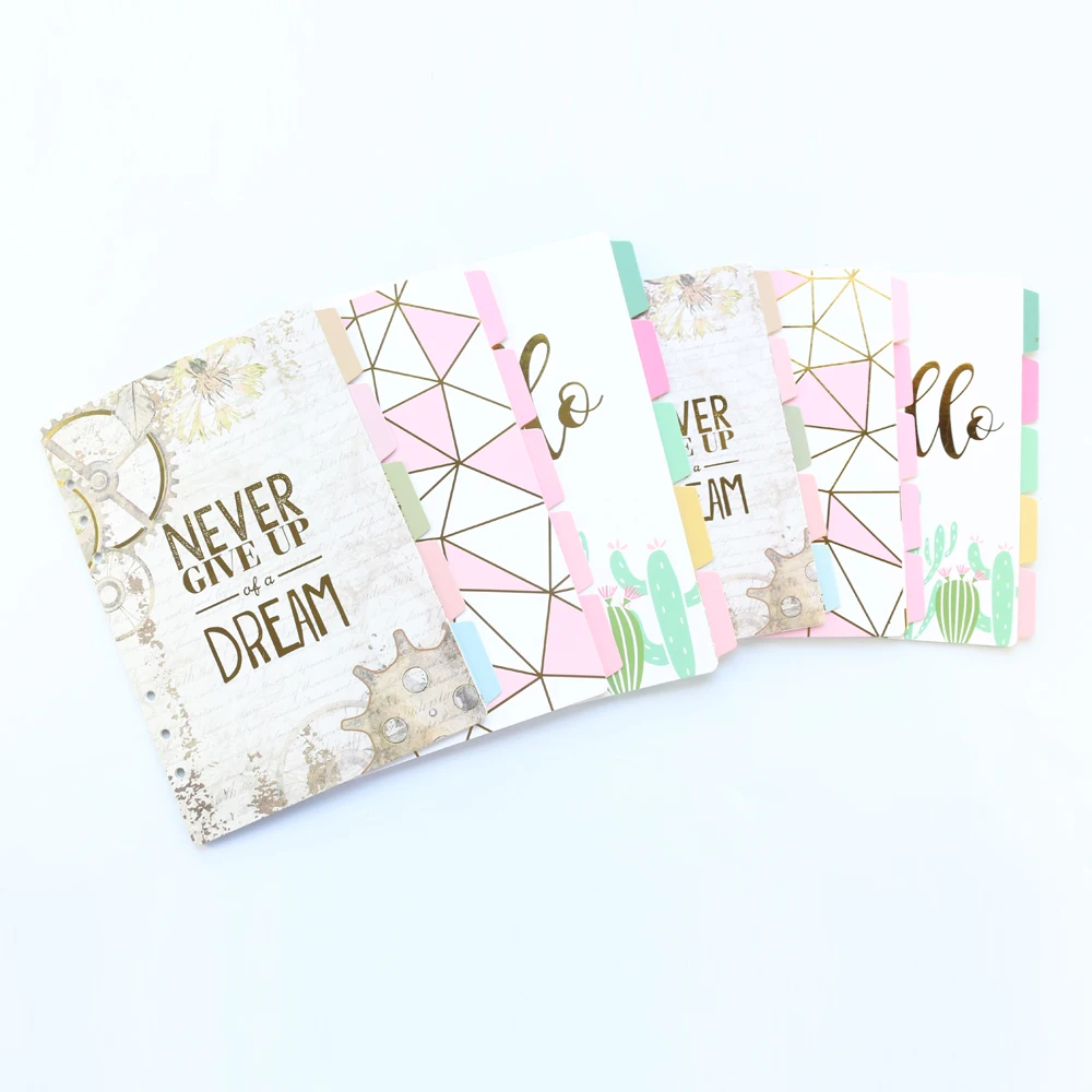 Domikee cute 6 rings paper index divider for binder planner notebook stationery,candy notebook paper divider accessories A5 A6