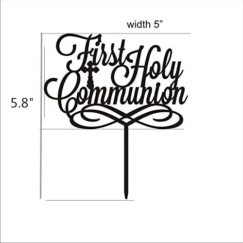 First Holy Communion Cake Topper Baby Baptism Acrylic Religious Centerpieces Girl Boy Cake toppers Gold Silver Cake Decorations image 3