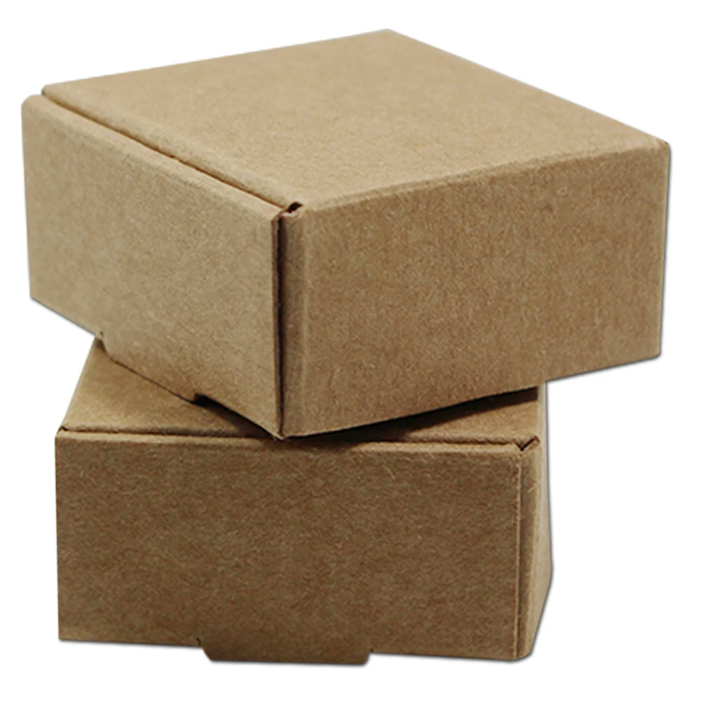 100pcs/ Lot Multi-sizes Kraft Paper Boxes Brown DIY Gift Package Box Foldable Papercard Boxes For Christmas Wedding Decoration