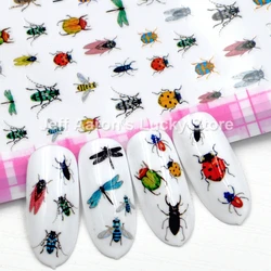 Self-adhesive Insect Nail Sticker Decals For Nail Art Tips Decorations Manicure Fake Nails Supplies Butterfly Dragonfly Bee