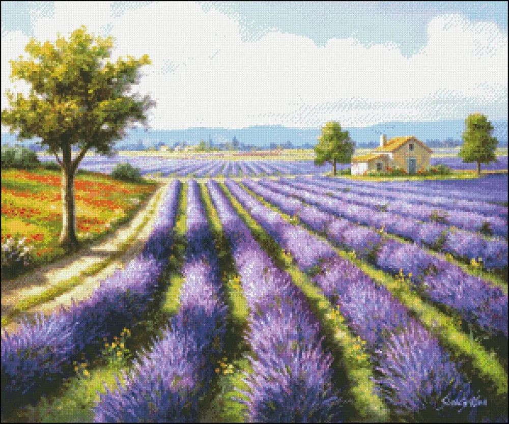 Needlework for embroidery DIY DMC High Quality - Counted Cross Stitch Kits 14 ct Oil painting - Lavender Rows