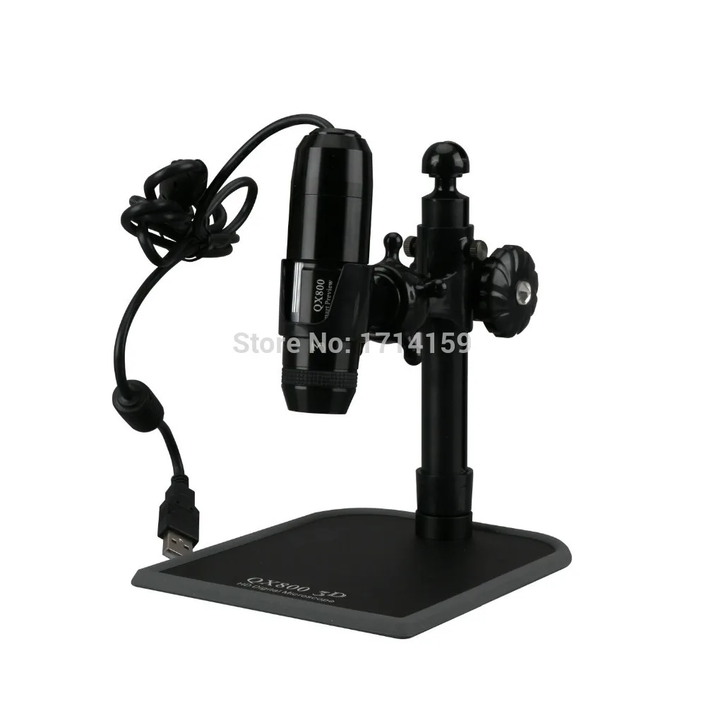 AmScope 800X HD 720P 3D Digital Zoom 8 LED Microscope