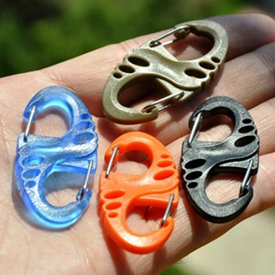 Shape Carabiner Spring Clips Hook Outdoor Survival Keychain EDC Tool Backpack Hanging Buckle Quick Release 60kg Bearing