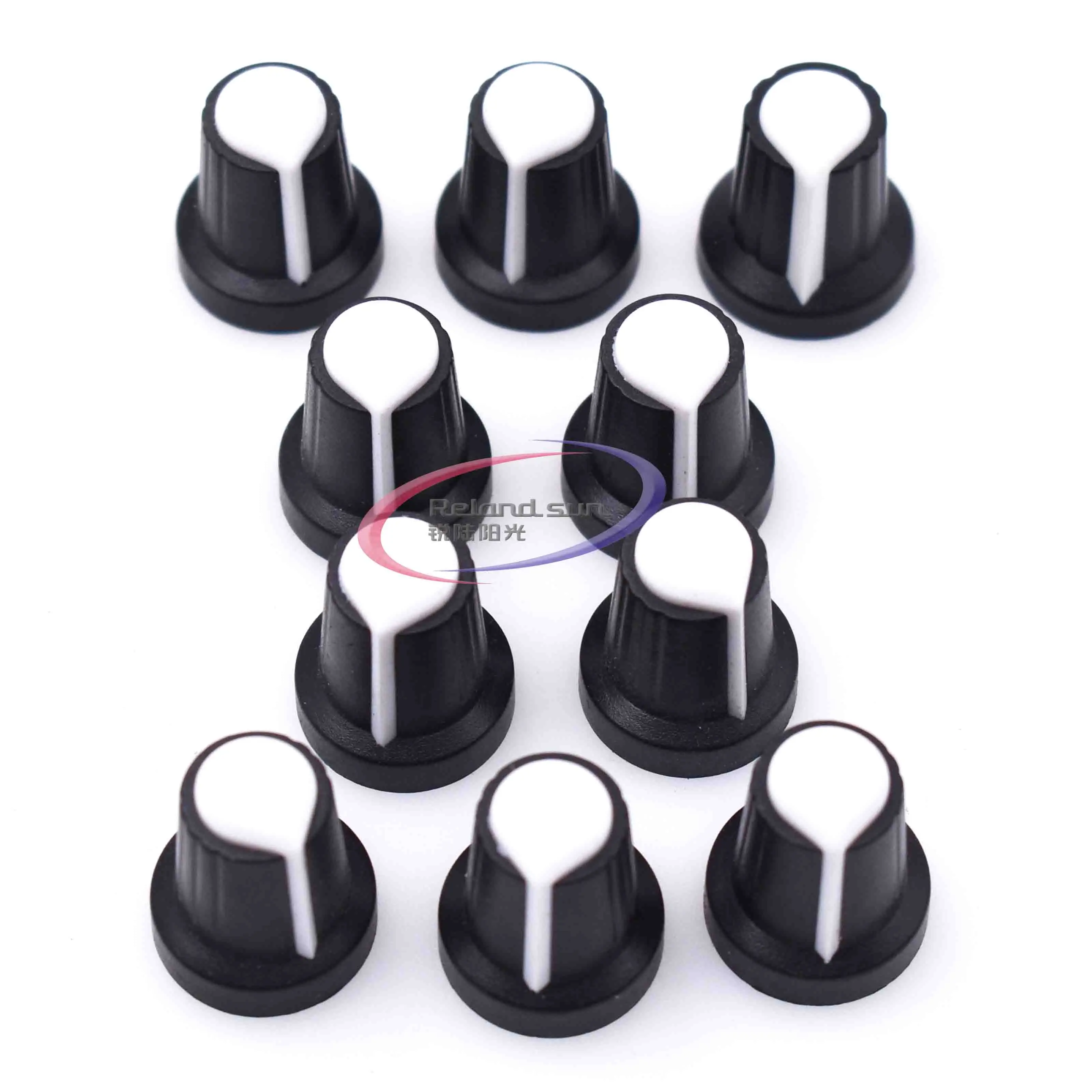 10 Pcs WH148 knob 6mm Shaft Hole Dia Plastic Threaded Knurled Potentiometer Knobs Caps