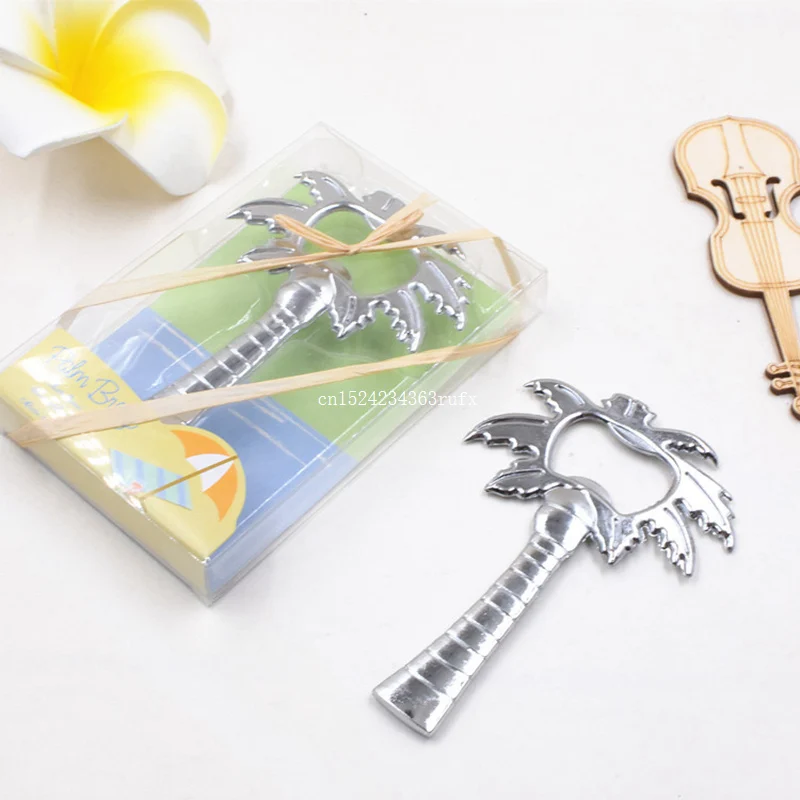 

100pcs wedding bridal shower favor gift Party Favor "Palm Breeze" Chrome Palm Tree Bottle Opener