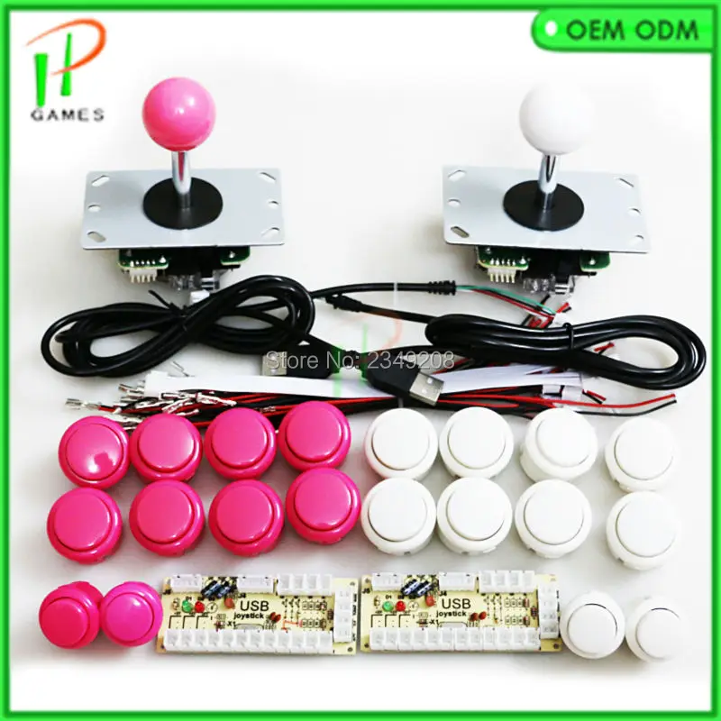 Zero Delay USB to PC Encoder 2 pcs Sanwa type Joystick + 18 pcs 30mm Push Button + 4 pcs 24 mm Button for DIY jamma arcade kit