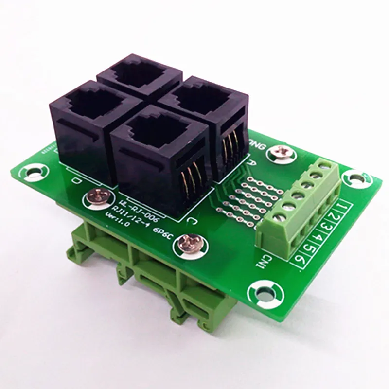 2PCS/Lot RJ11/RJ12 6P6C Jack 4-Way Buss Breakout Board, Terminal Block, Connector.