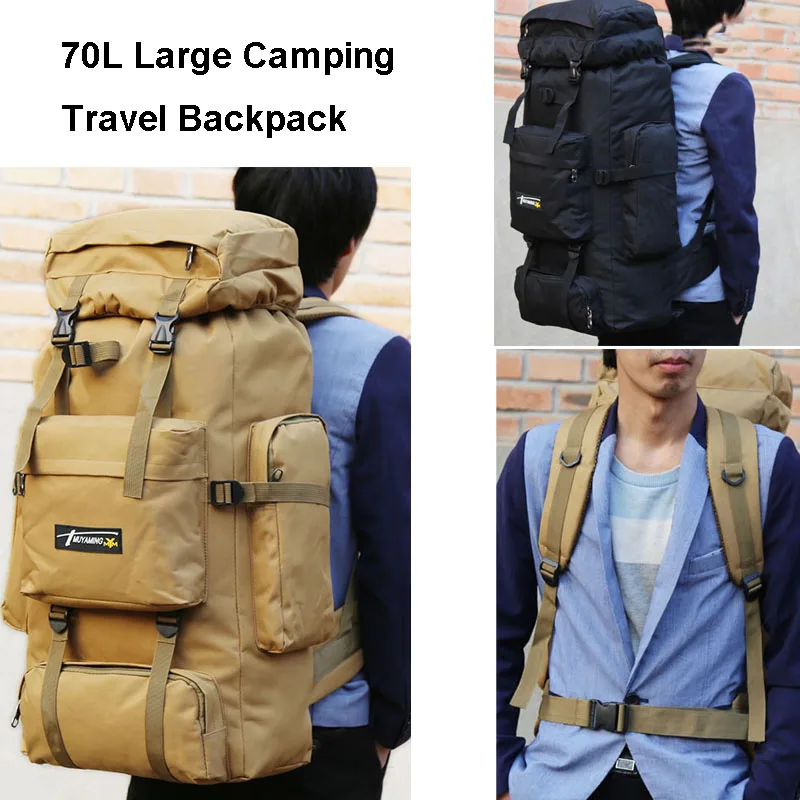 70L zaino di grande capacità Nylon tattiche impermeabili Molle Bag zaino da uomo zaino per viaggi in escursione