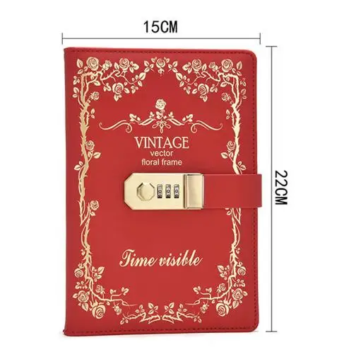 A5 Korea Retro Notebook Password Book with Lock Creative School Office Supplies Stationery Personal Diary Journal  Cover planner