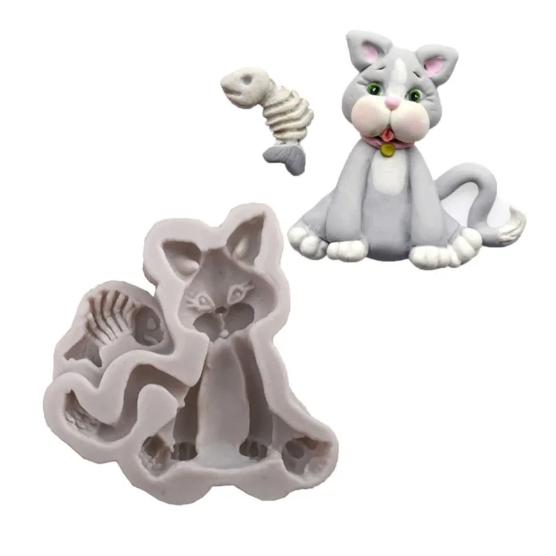 3D Animals Silicone Mold Cat Dog Shape Fondant Cake Mold DIY Cake Decorating Tools Kitchen Accessories