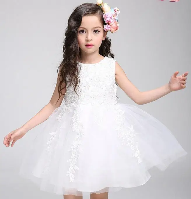 2017 Hot White First Communion Dresses For Girl Tulle Lace Infant Toddler Pageant Flower Girl Dress for Wedding and Birthday