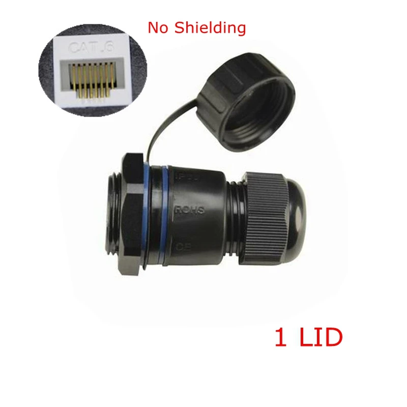 M25 RJ 45 Waterproof connector socket adapter,Ethernet LAN RJ45 CAT 6 CAT 6E CAT5 female Straight head Water proof LID plug