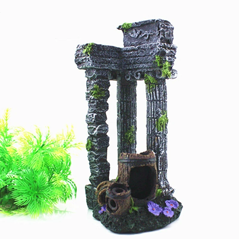 

1pcs 24cm Roman Column Rome Pillar Aquarium Decoration Fish Tank Landscaping Home Office Ornament Resin Ancient Rome Remains