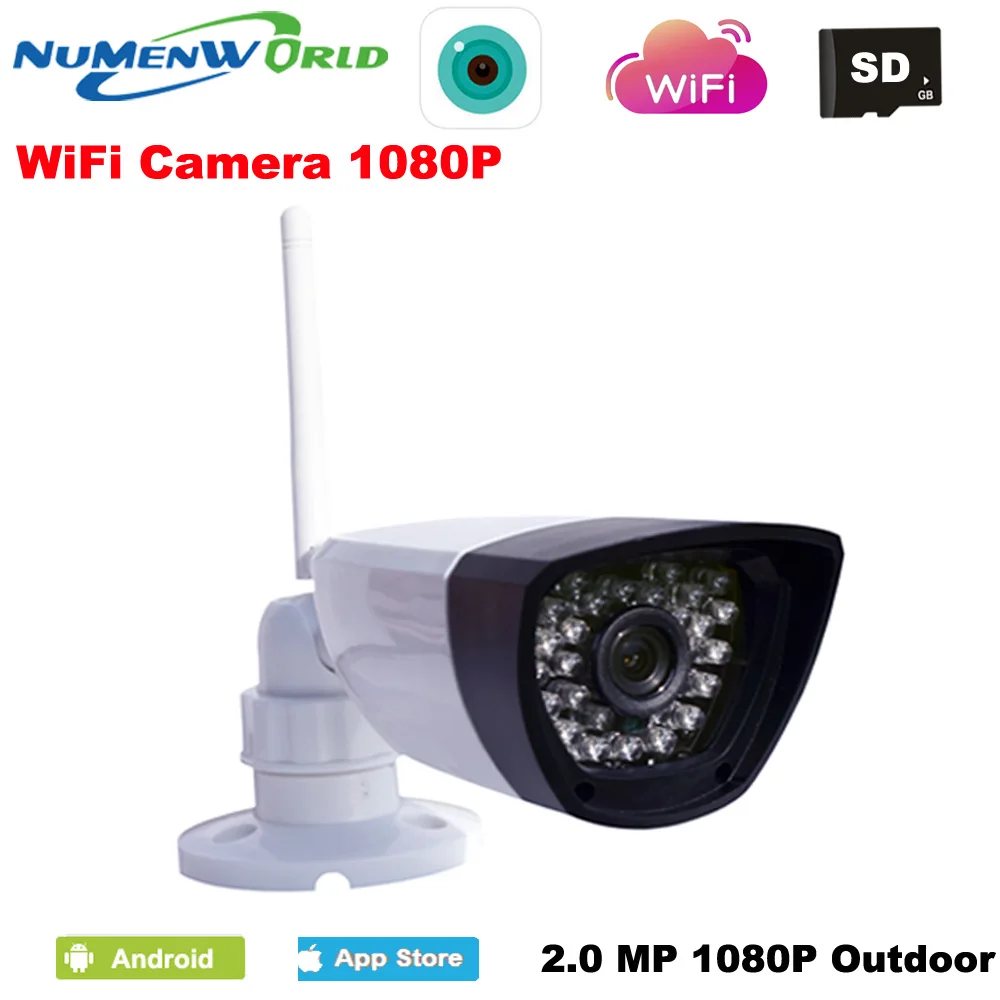 NumenWorld Outdoor Waterproof Wifi IP camera 1080P Micro SD HD P2P 802.11b/g/n Wireless network Wired IP webcam IR CCTV camera