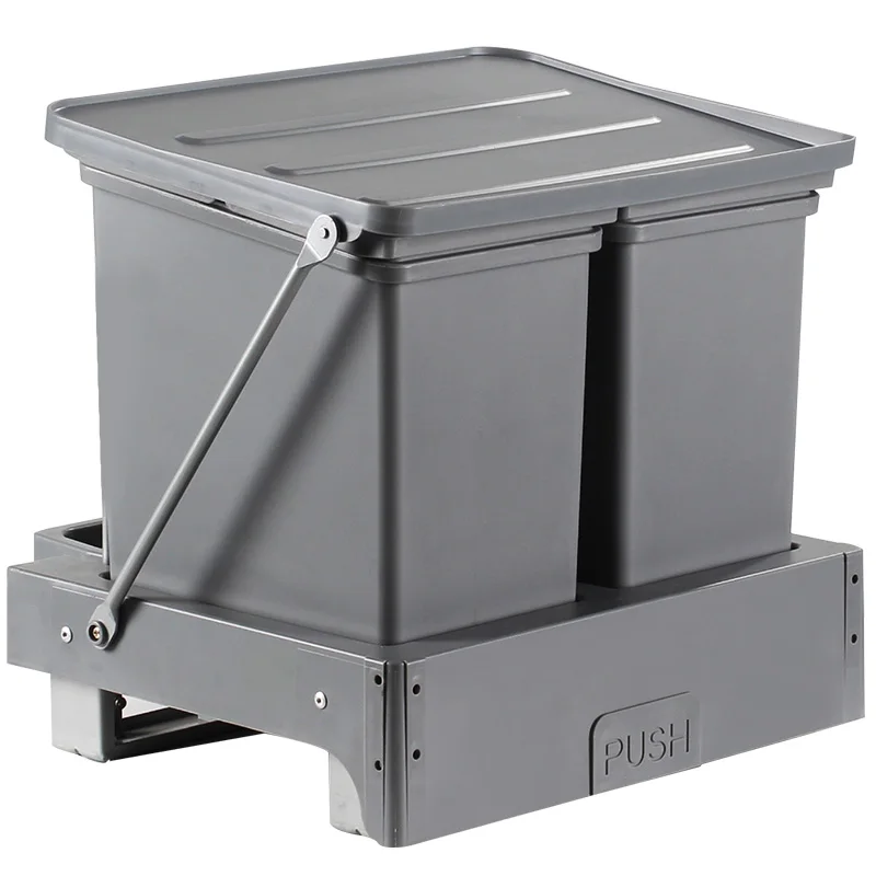 Kitchen cabinet hidden multi-function classification trash can sink cabinet bottom trash can pop-up cabinet trash can