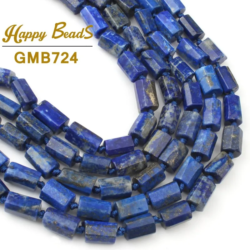 Natural Lapis Lazuli Stone Beads Cylinder Shape Loose Spacer Beads For Jewelry Making DIY Bracelet Necklace 7.5