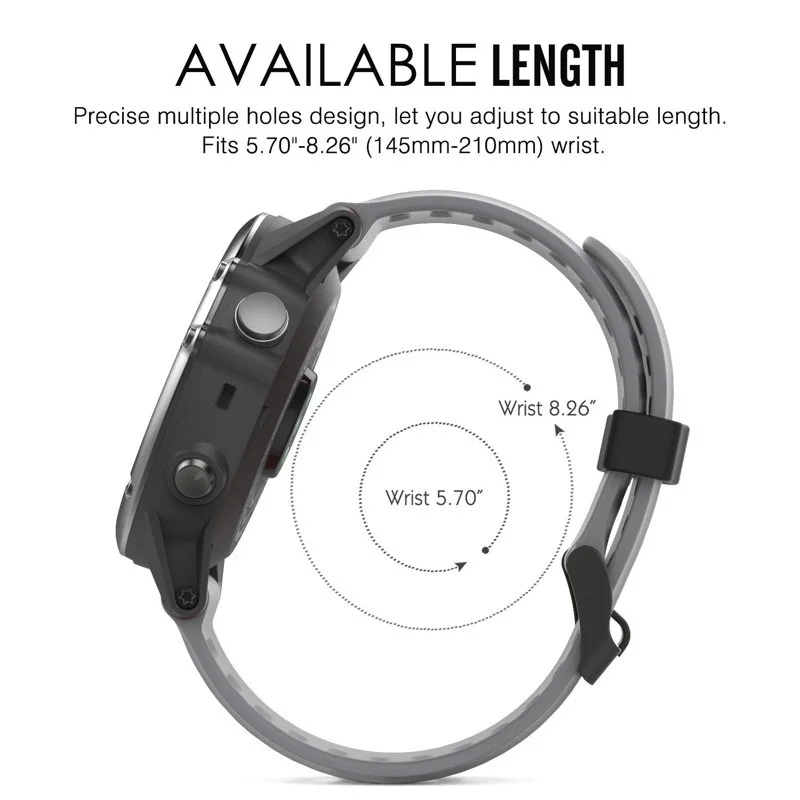 Yooside-pulseira de relógio esportivo de silicone macio, 26mm, para garmin fenix 3/fenix 3 hr/quatix 3/tactix bravo/fenix 5x/5x plus