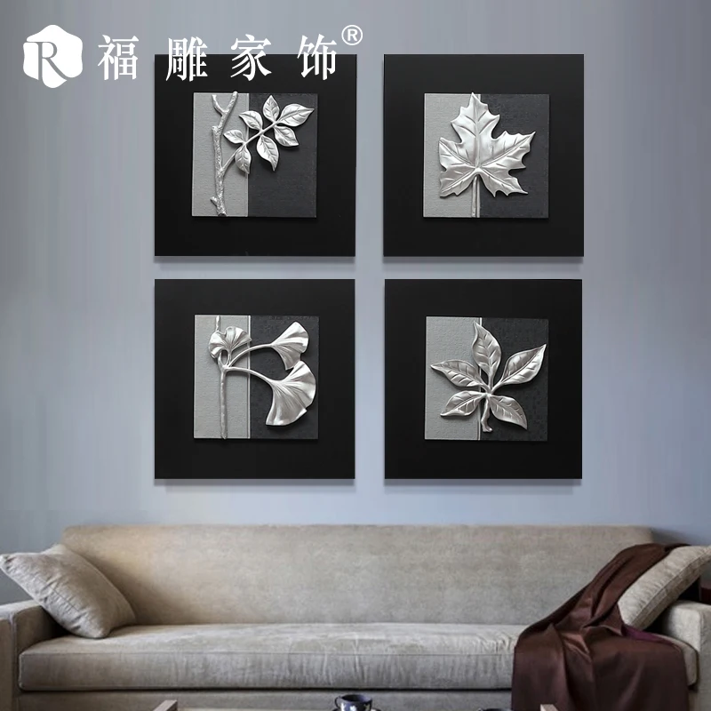 The living room decoration painting carved Fu modern minimalist triptych one.why frameless painting murals simple corridor