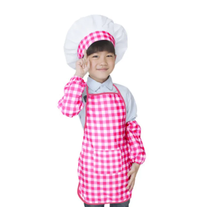 Conjunto de delantales para niños, delantal de cocina para pintar, delantal de cocina y sombrero, suministros de cocina