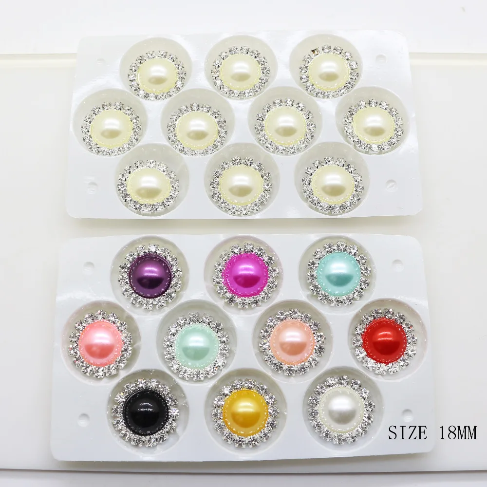 ZMASEY Sale Price Mix Rhinestones Buttons 10Pcs/Lot 18mm Crystal Button Metal Accessories Holiday Party Card Ribbon Decoration