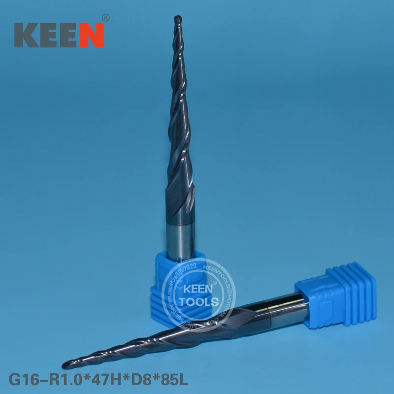 R1.0*47H*D8*85L Tapered Ball Nose End Mills Cone Endmills